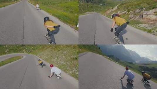 长板速降运动FPV航拍高清在线视频素材下载