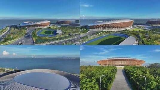 广州大湾区体育中心航拍素材高清在线视频素材下载
