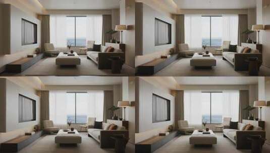 现代简约风格客厅室内场景高清在线视频素材下载