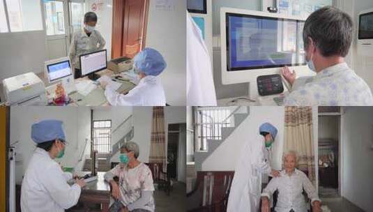 老人医院操作自助医疗设备高清在线视频素材下载