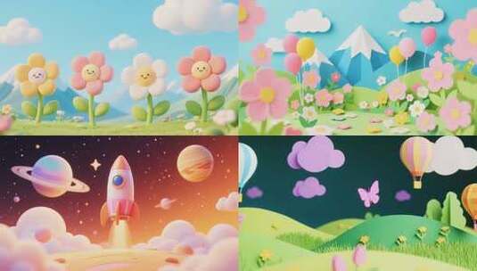 彩色卡通动画场景展示高清在线视频素材下载