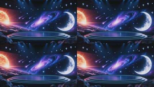 舞台背景素材日月led蓝色调舞台背景高清在线视频素材下载