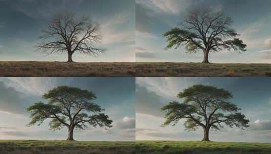 枯树到茂树的蜕变高清在线视频素材下载