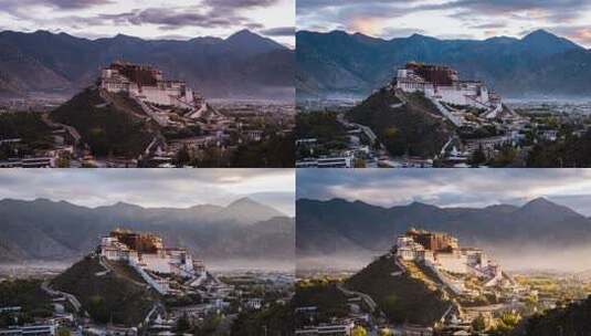 西藏拉萨布达拉宫日出高清在线视频素材下载