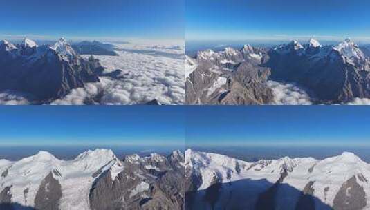 航拍横断山脉爱德嘉雪山云海雪山风光高清在线视频素材下载