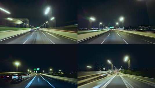 夜间城市道路车流灯光轨迹高清在线视频素材下载