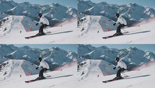 雪山滑雪场人物滑雪素材高清在线视频素材下载
