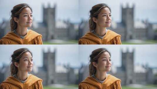 自信毕业生眺望未来校园风光高清在线视频素材下载