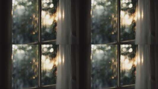 室内窗边模糊外景光影素材高清在线视频素材下载