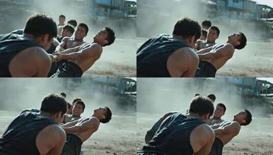 传统民俗拔河比赛团结力量概念视频高清在线视频素材下载