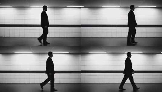 地铁站行人剪影都市生活概念视频高清在线视频素材下载