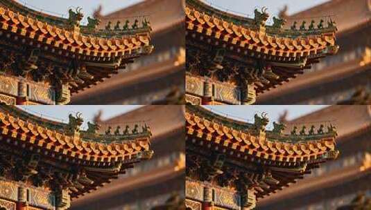 故宫古建筑屋檐特写高清在线视频素材下载