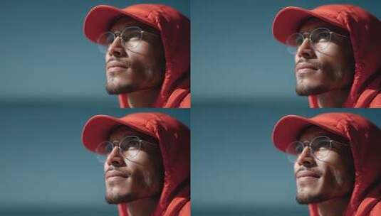 青年男子眺望远方充满希望高清在线视频素材下载