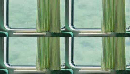 火车车厢内窗户及窗帘素材高清在线视频素材下载