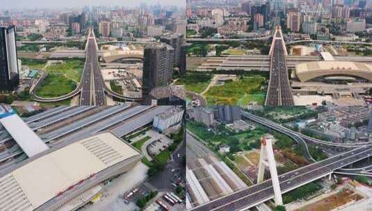 成都火车站附近交通俯瞰高清在线视频素材下载