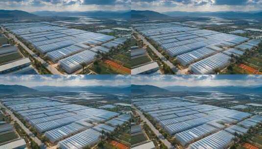 航拍农业大棚基地【4K】高清在线视频素材下载