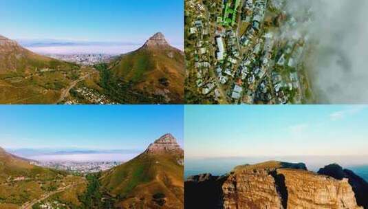 南非 开普敦标志性自然景观航拍高清在线视频素材下载