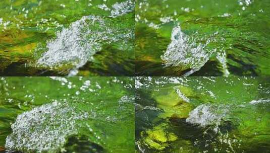 自然治愈系绿色流动的溪流溪水高清在线视频素材下载