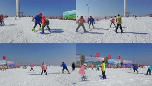 百里荒滑雪场高清在线视频素材下载