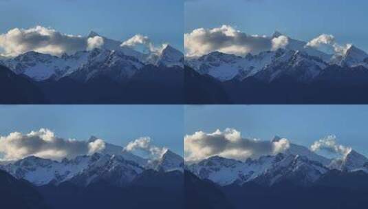 西藏林芝墨脱格林村南迦巴瓦峰雪山风光航拍高清在线视频素材下载