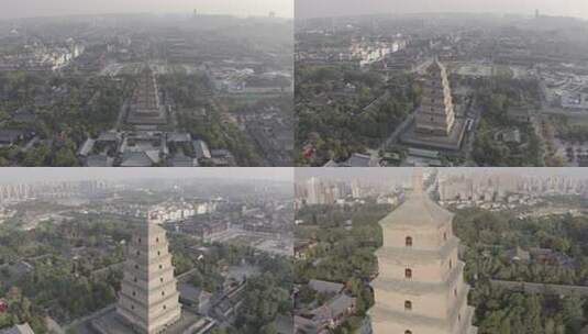 航拍视角下的西安大雁塔全景高清在线视频素材下载