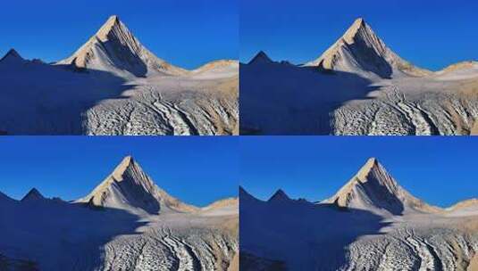 西藏日喀则国王峰普拉喜琼雪山日照金山航拍高清在线视频素材下载