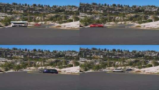 车辆行驶在蜿蜒的山路上高清在线视频素材下载