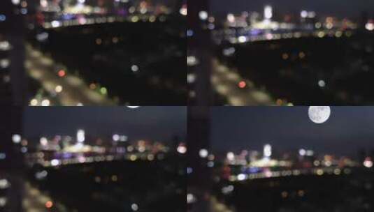 城市夜景月亮01高清在线视频素材下载
