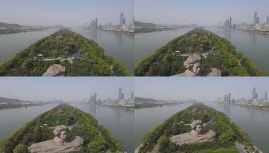 湖南长沙湘江橘子洲5A景区航拍高清在线视频素材下载