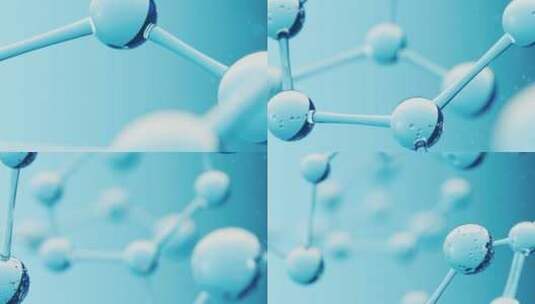 蓝色的微观分子 3D渲染高清在线视频素材下载
