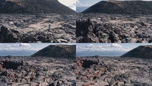 摩托车手在火山口骑行高清在线视频素材下载