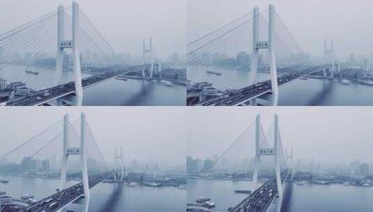 南浦大桥航拍风光高清在线视频素材下载