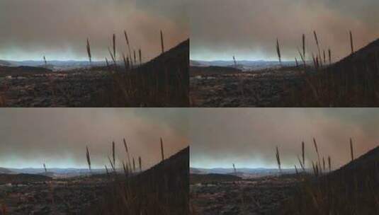 火灾后天空的烟雾高清在线视频素材下载