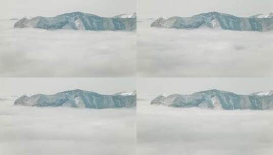 湖北神农架冬季雪景云海山峰雪山自然高清在线视频素材下载