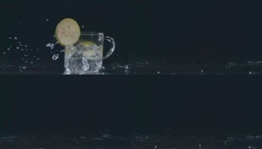 柠檬玻璃杯视频滑动的柠檬水高清在线视频素材下载