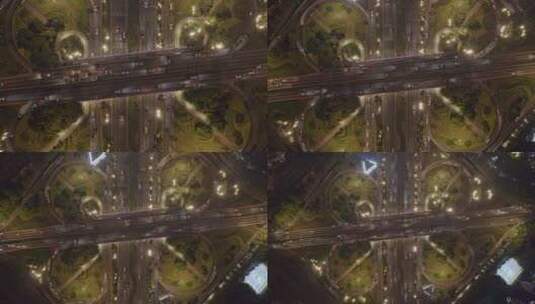 东莞夜景航拍三元立交桥俯拍上升高清在线视频素材下载