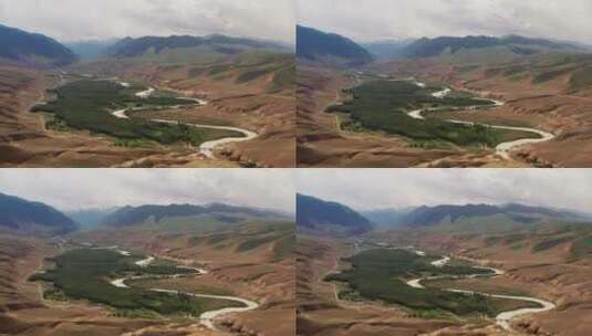 中国新疆伊犁阔克苏大峡谷河谷风景高清在线视频素材下载