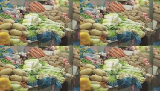 农贸市场特写大白菜高清在线视频素材下载