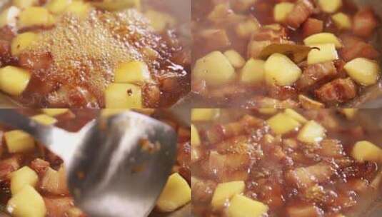 【镜头合集】土豆炖猪肉高清在线视频素材下载