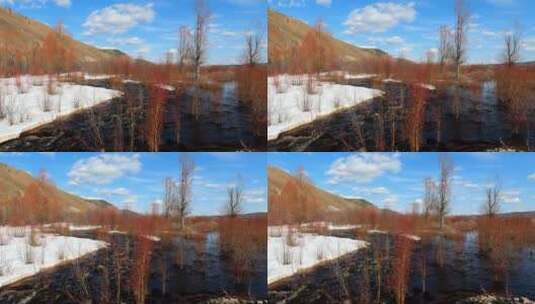 春季冰雪消融的河流高清在线视频素材下载