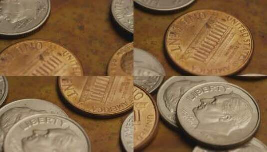桌上美元硬币的特写高清在线视频素材下载