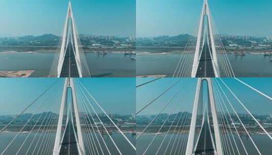 重庆白居寺大桥蓝天航拍高清在线视频素材下载