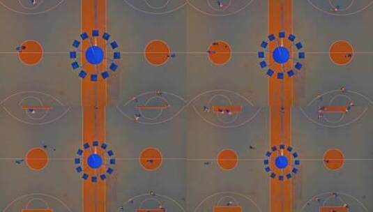 航拍灯光球场上打篮球高清在线视频素材下载