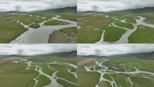 航拍川流不息的河流高清在线视频素材下载