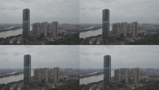 航拍衡阳第一高楼高清在线视频素材下载