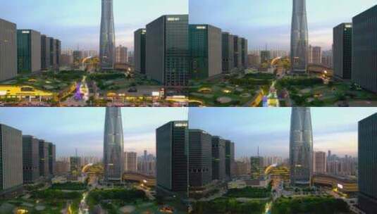 天津周大福金融中心地标航拍高清在线视频素材下载