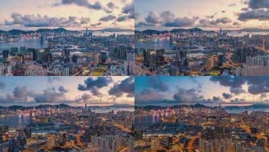 香港回归祖国25周年：东九龙望维港的日与夜高清在线视频素材下载
