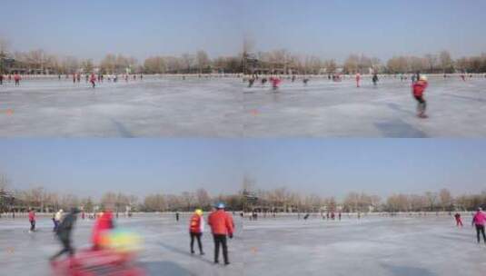 室外冰场延时北京什刹海高清在线视频素材下载