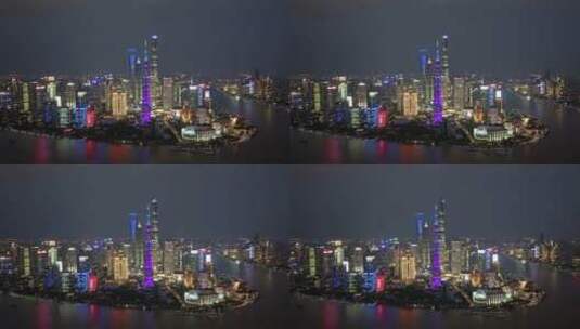 上海外滩东方明珠最新原创夜景航拍高清在线视频素材下载