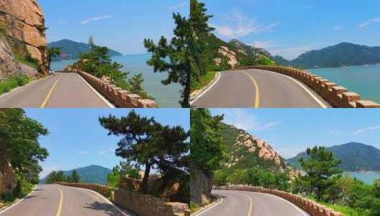 开车行驶在环海道路上-山海旅行风景高清在线视频素材下载